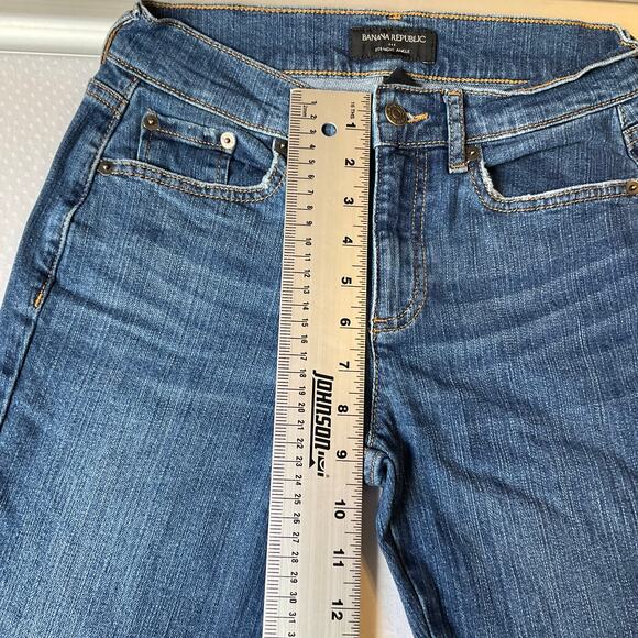 Banana Republic Women Straight Jeans size 25/0 Blue Mid Rise Stretch Ankle - Picture 6 of 11